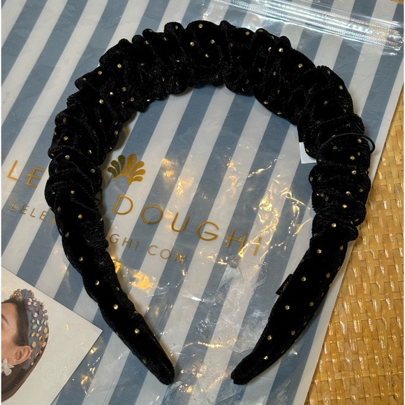 Lele Sadoughi jet dot velvet Kelly headband new with tags in original package - Picture 2 of 7